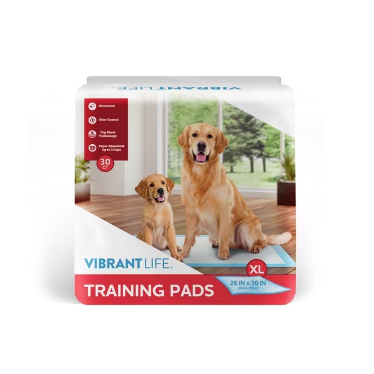 Vibrant Life X-Large 5-Layer Pet Training Pads, 26 in x 30 in, 30 Count