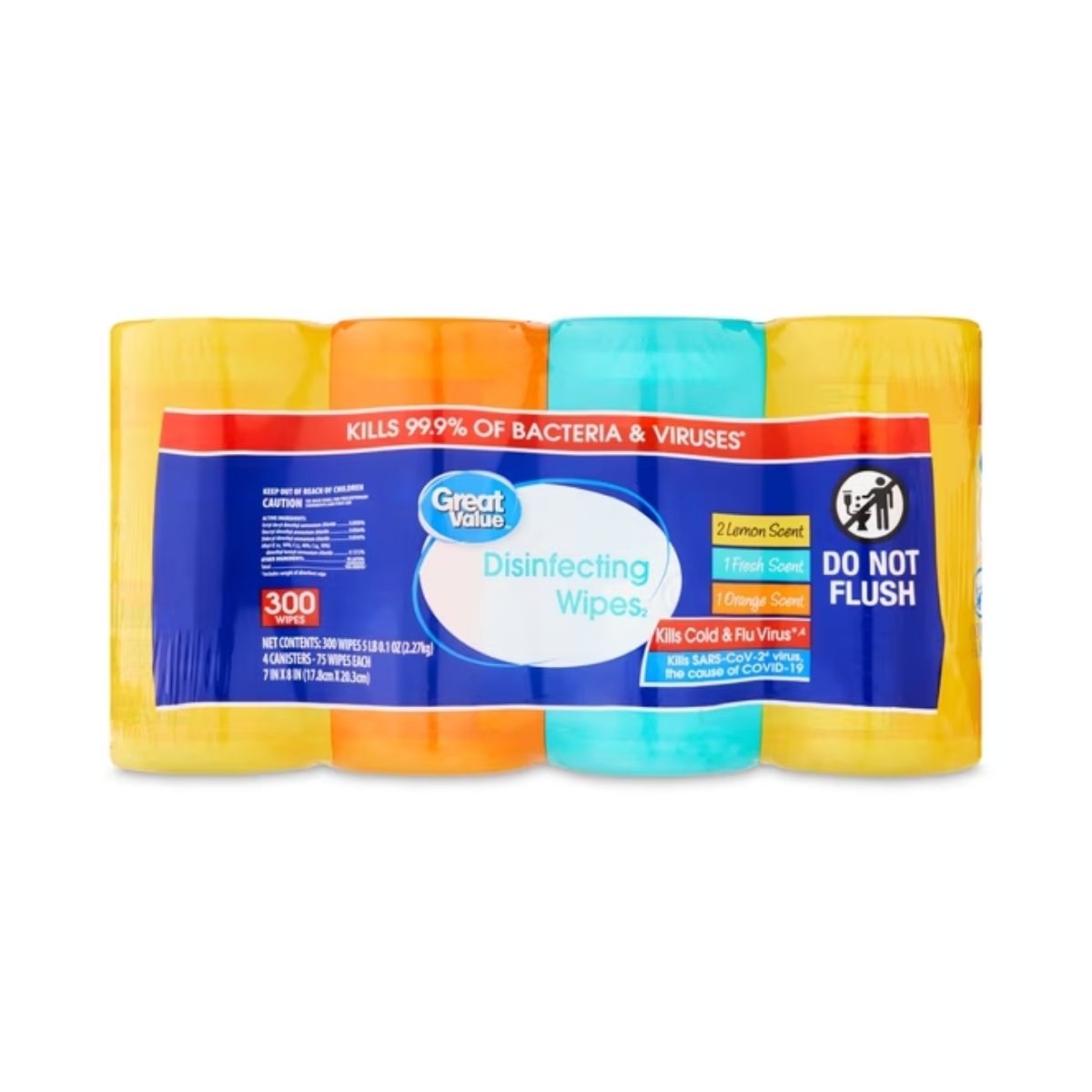 Great Value Disinfecting Wipes, 4 Pack, 300 Total Wipes