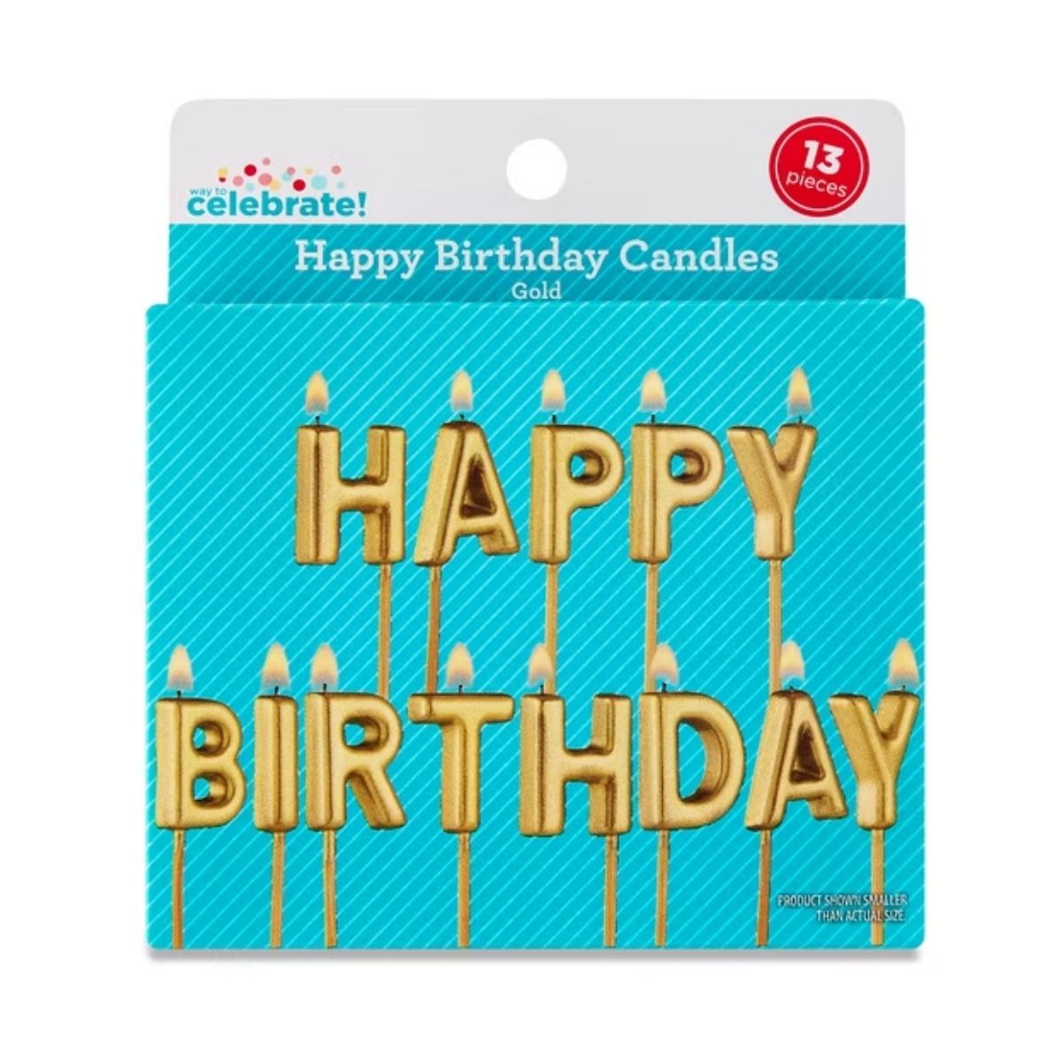 Gold Happy Birthday Candle Set, 13 Pieces, by Way To Celebrate