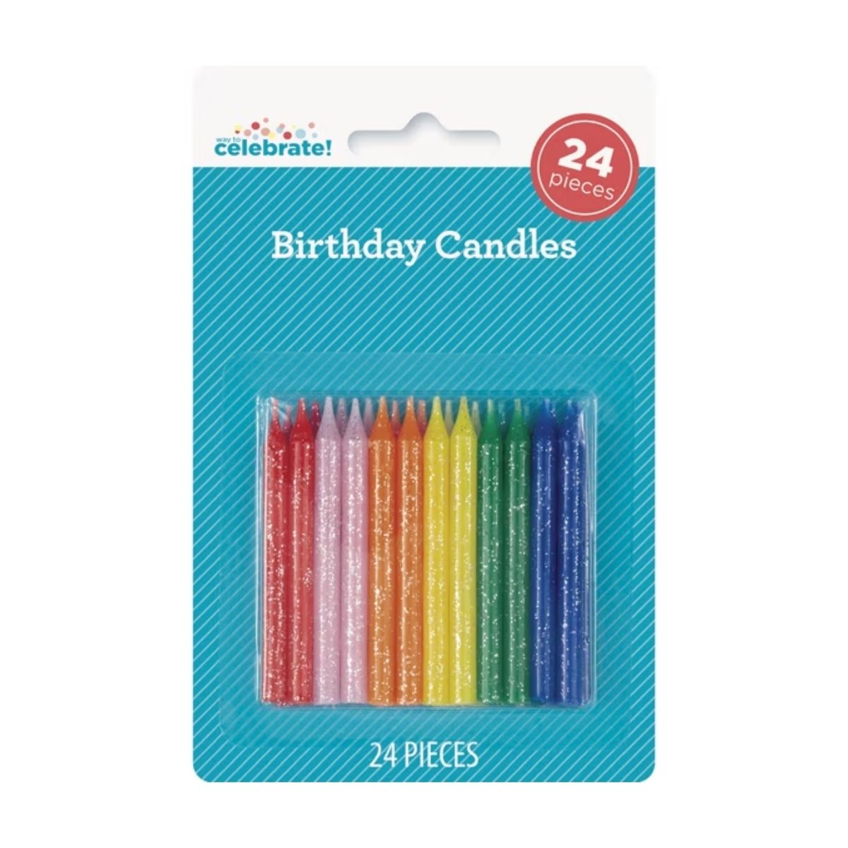 Multicolor Glitter Birthday Candles, 24 Pieces, by Way To Celebrate