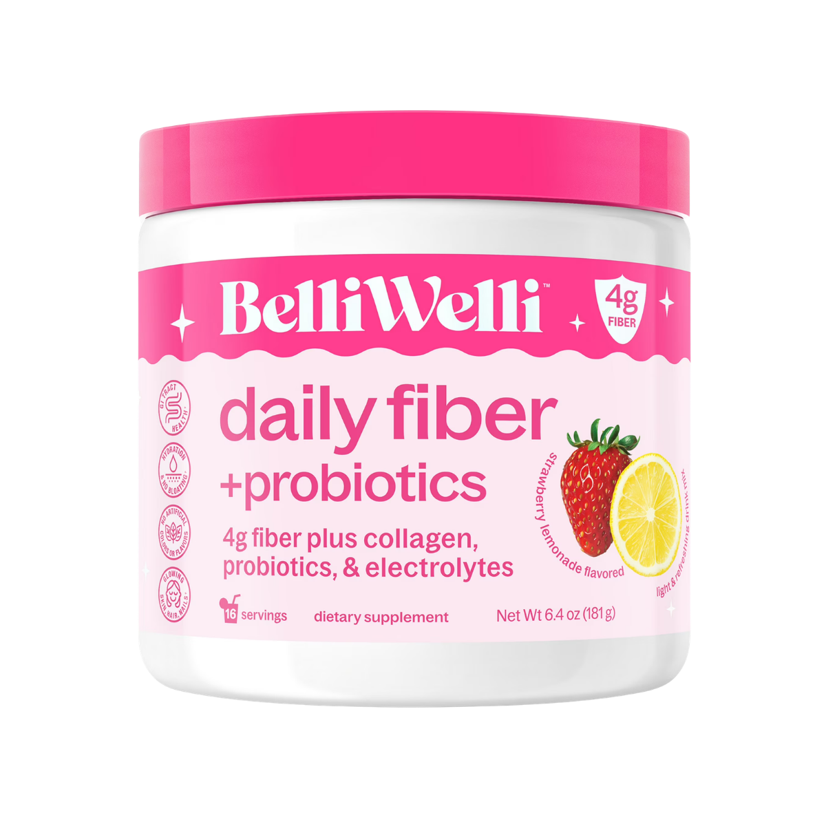 BelliWelli Daily Fiber Supplement with Probiotics
