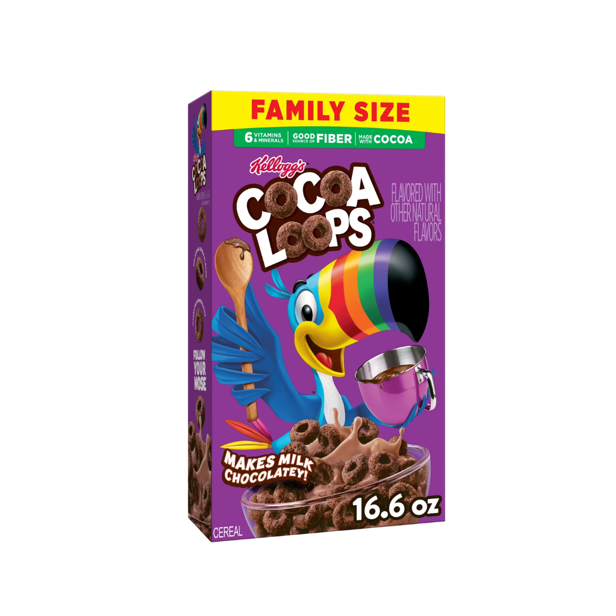 Kellogg's Cocoa Loops Original Breakfast Cereal Family Size Box, 16.6 oz