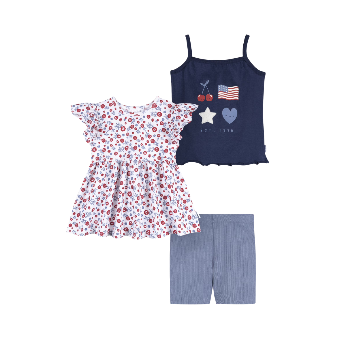 Gerber Baby and Toddler Girl Playwear Outfit set, 3-Piece, Sizes 12 Months-5T
