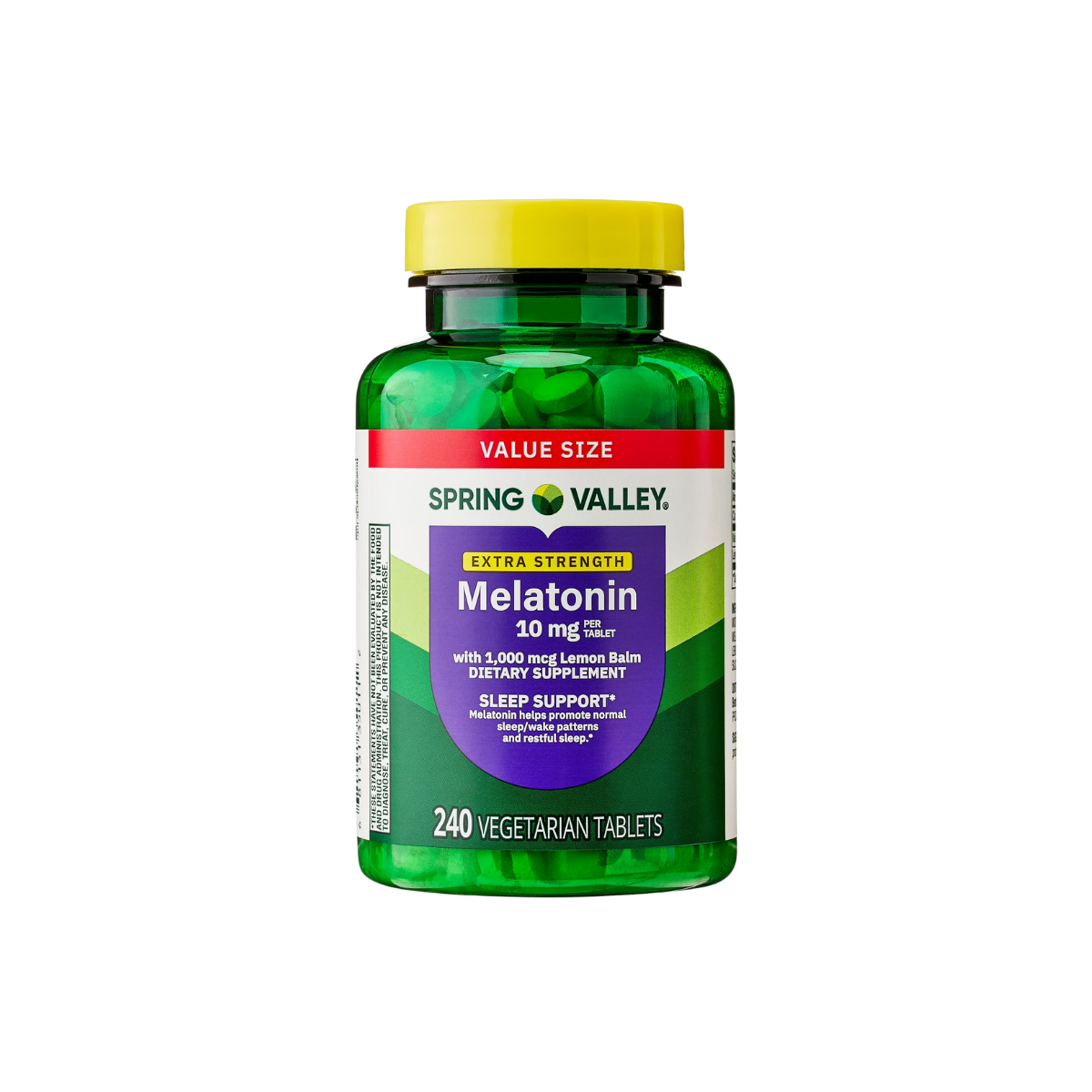 Spring Valley Extra Strength Melatonin Tablets Dietary Supplement Value Size, 10 mg, 240 Count