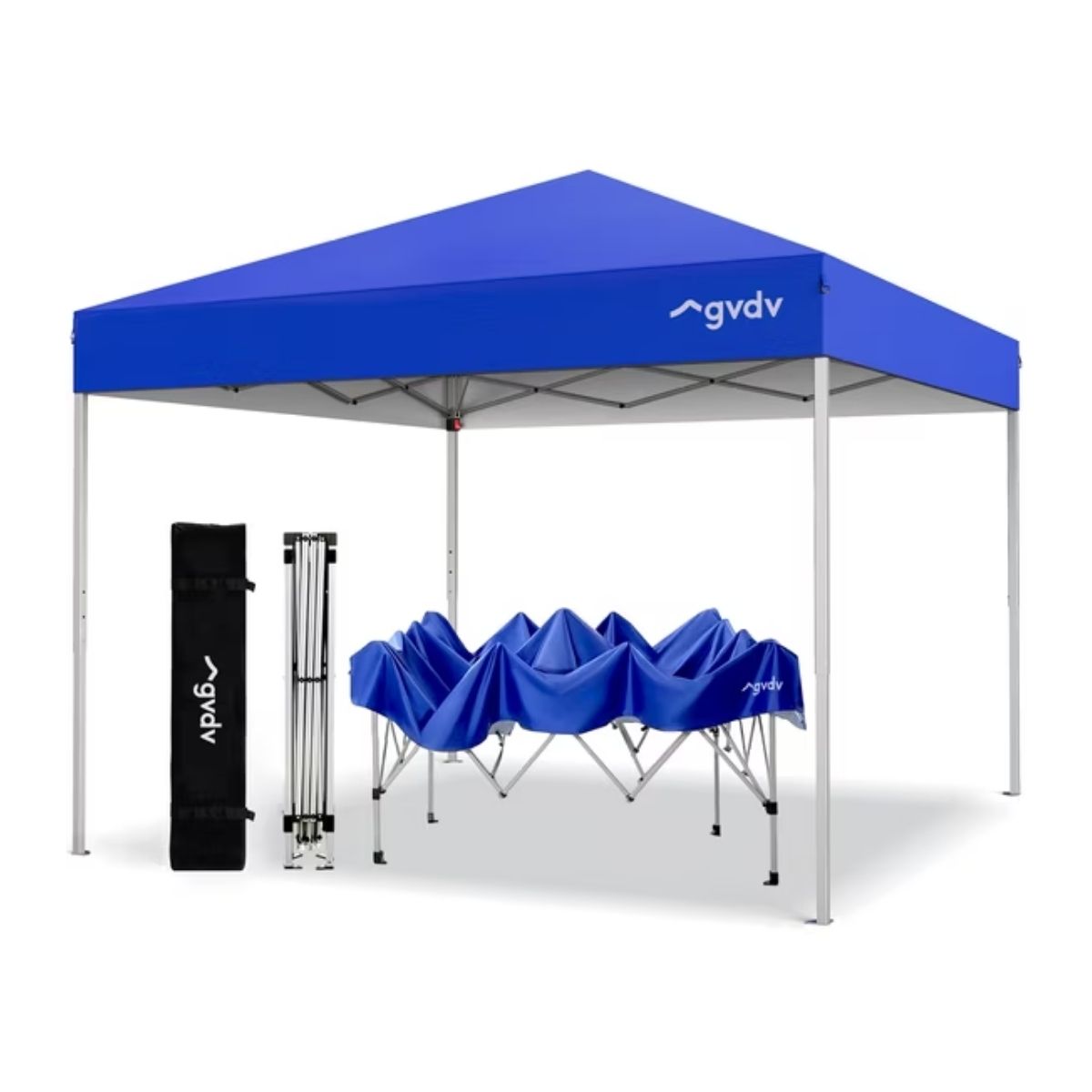 GVDV Canopy Tent, 10x10 ft Easy Pop up Outdoor Canopy Tent, Portable Straight Leg Gazebo Instant Canopy, Blue