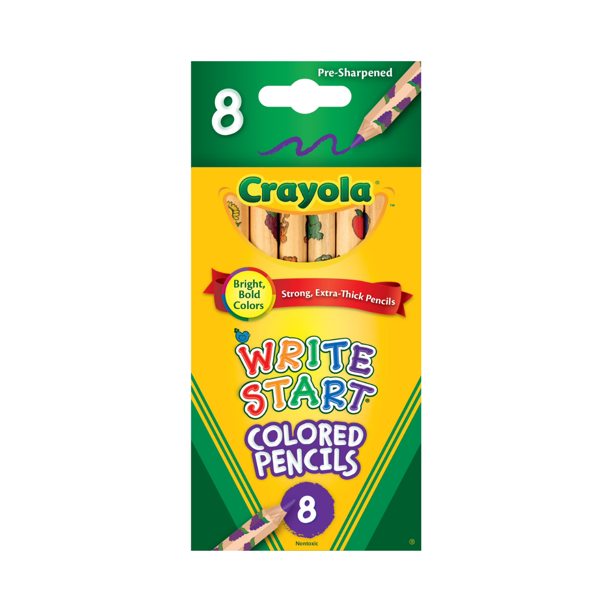 Crayola Write Start Extra Thick Colored Pencils, 8 Ct, Kindergarten School Supplies, Arts and Crafts for Kids, Gifts, Ages 3, 4, 5, 6